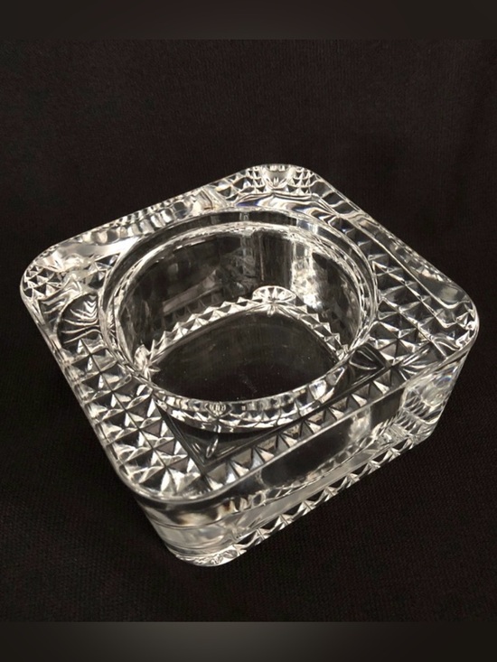 Other - Vintage French Cut Crystal Square Candleholder Repurposed Chic
